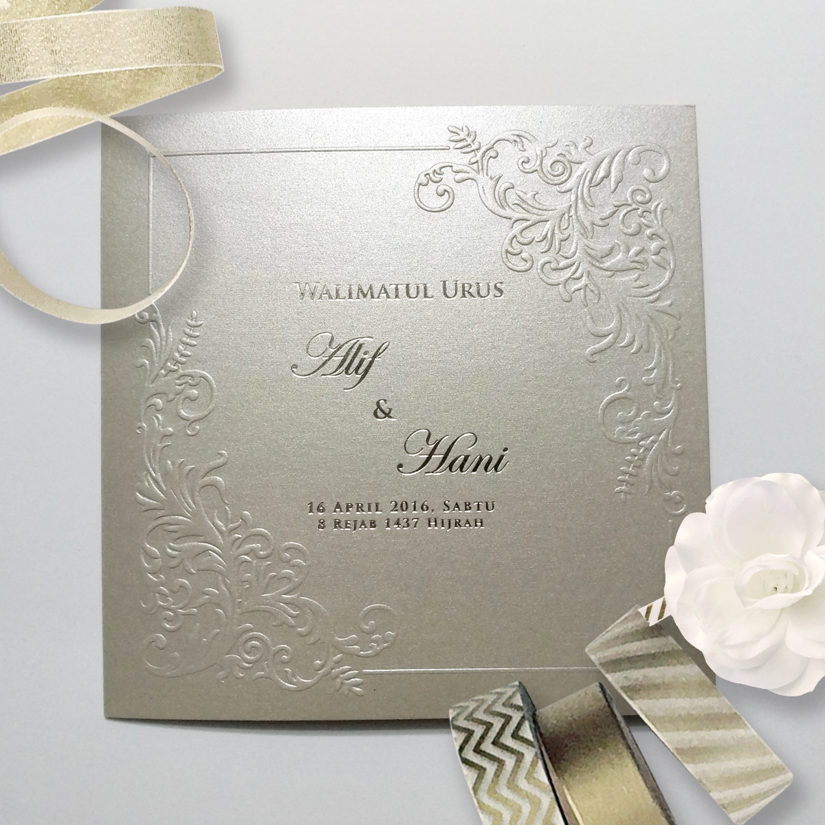 jentayu design kad kahwin royal series vip metallic silver hot stamping silver inlay or print on card wedding cards malaysia 
